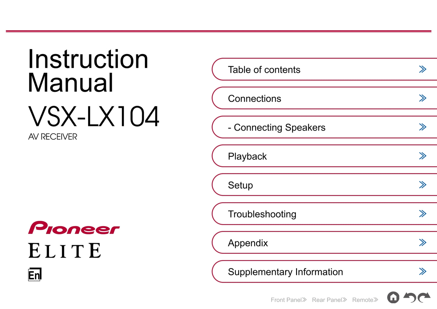 Pioneer VSX-LX104 Receiver Owner/ User Manual (Pages: 152)