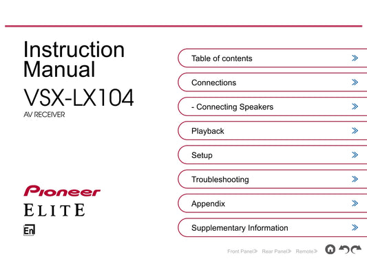 Pioneer VSX-LX104 Receiver Owner/ User Manual (Pages: 152)