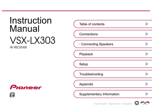 Pioneer VSX-LX303 Receiver Owner/ User Manual (Pages: 157)