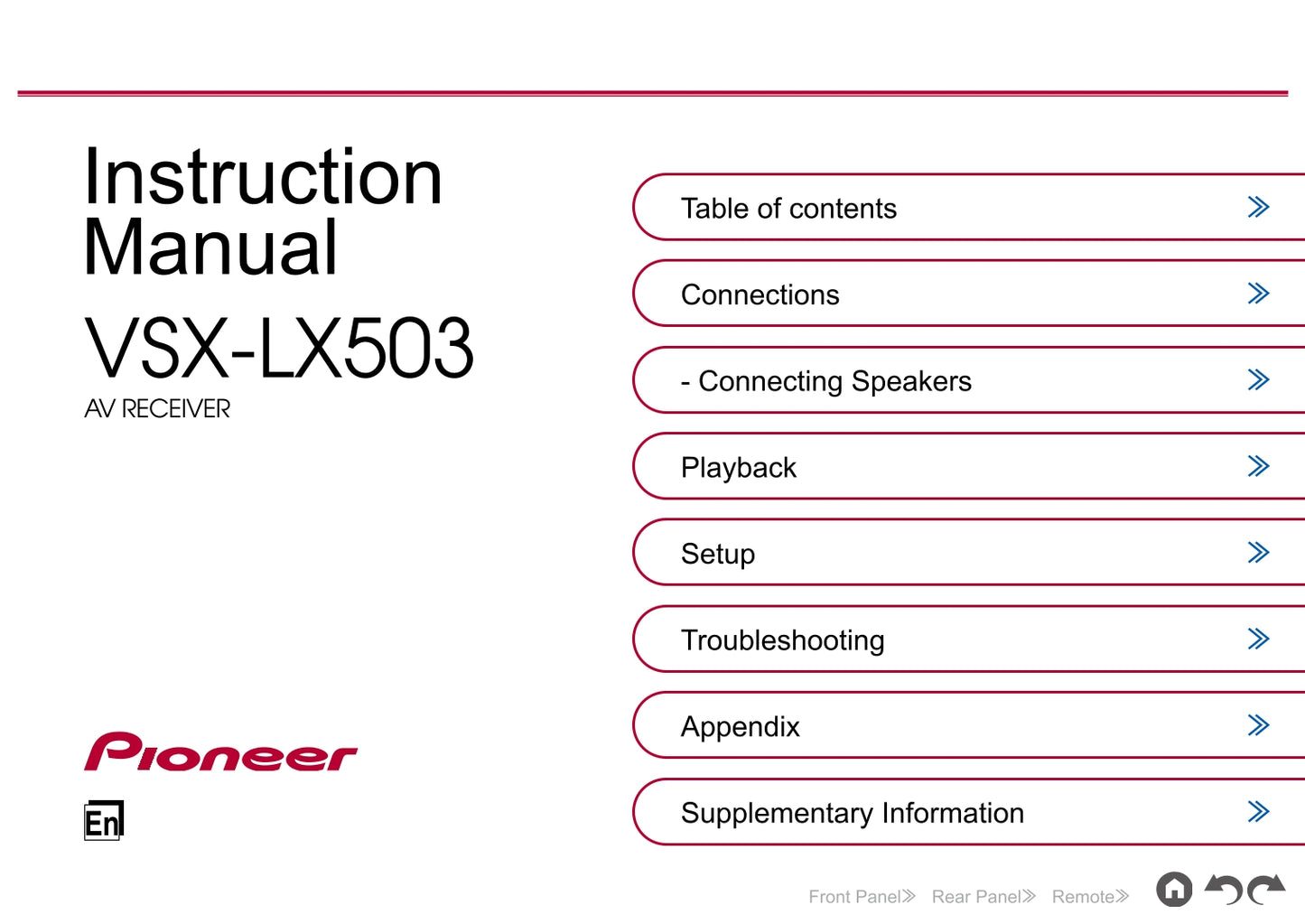 Pioneer VSX-LX503 Receiver Owner/ User Manual (Pages: 174)