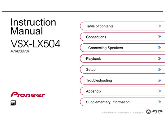 Pioneer VSX-LX504 Receiver Owner/ User Manual (Pages: 203)