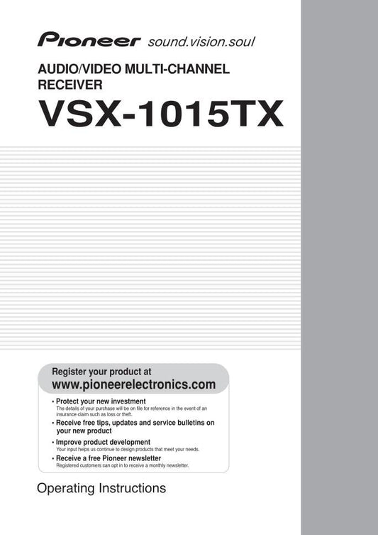 Pioneer VSX1015 TX Audio/Video Receiver Operating Manual