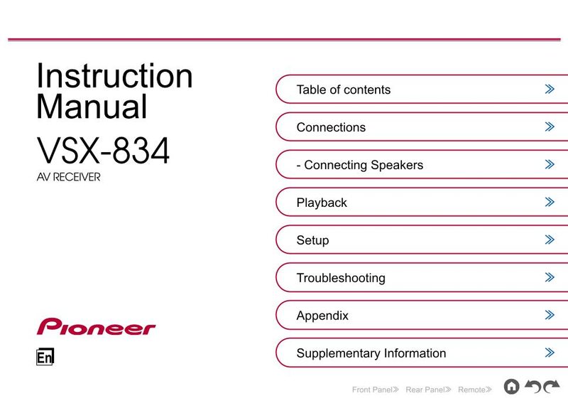 Pioneer VSX834 Audio/Video Receiver Operating Manual