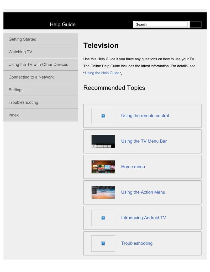 Sony XBR55A8F TV Operating Manual