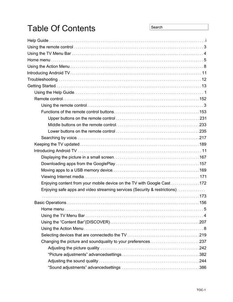 Sony XBR55A8F TV Operating Manual