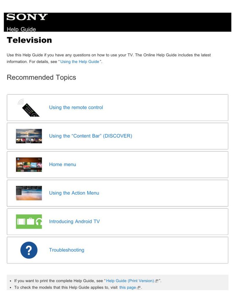 Sony XBR49X700D TV Operating Manual