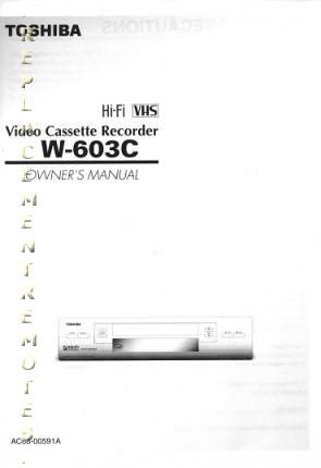 Toshiba W603 W603C VCR Operating Manual