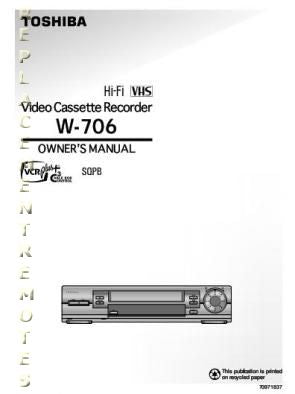 Toshiba W706 TV Operating Manual