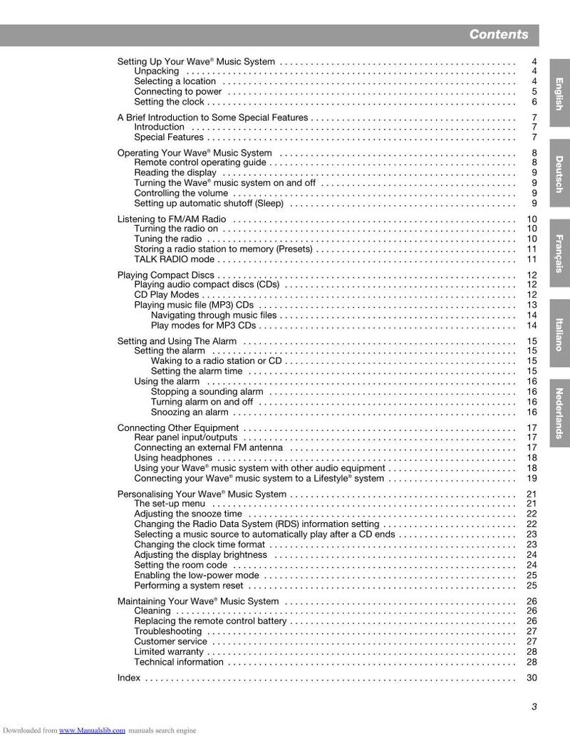 Bose Wave Music System OM Audio System Operating Manual