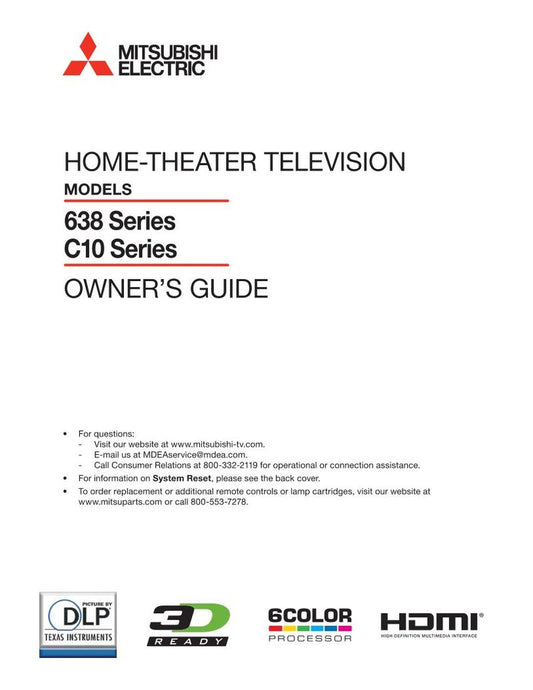 Mitsubishi WD65638CA TV Operating Manual