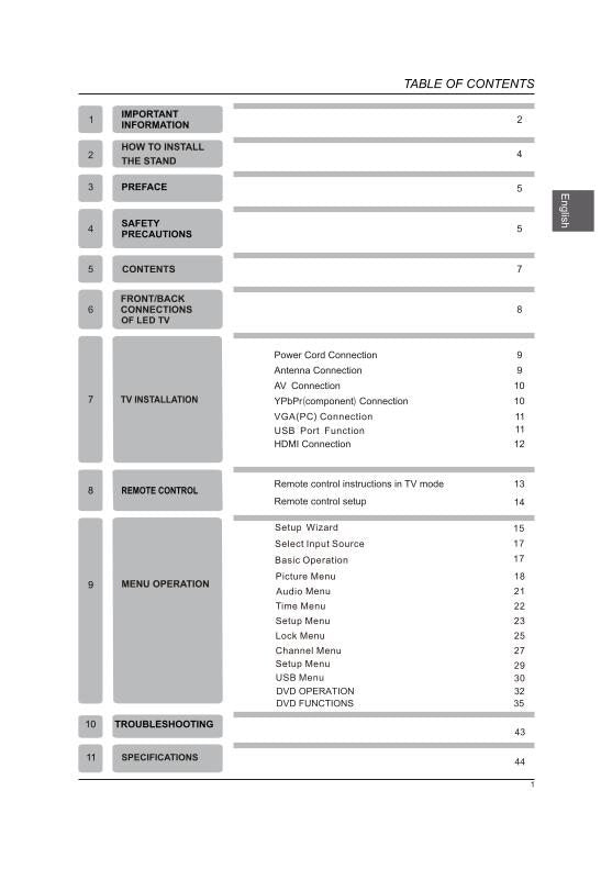 Westinghouse WD32HKB1001 TV Operating Manual