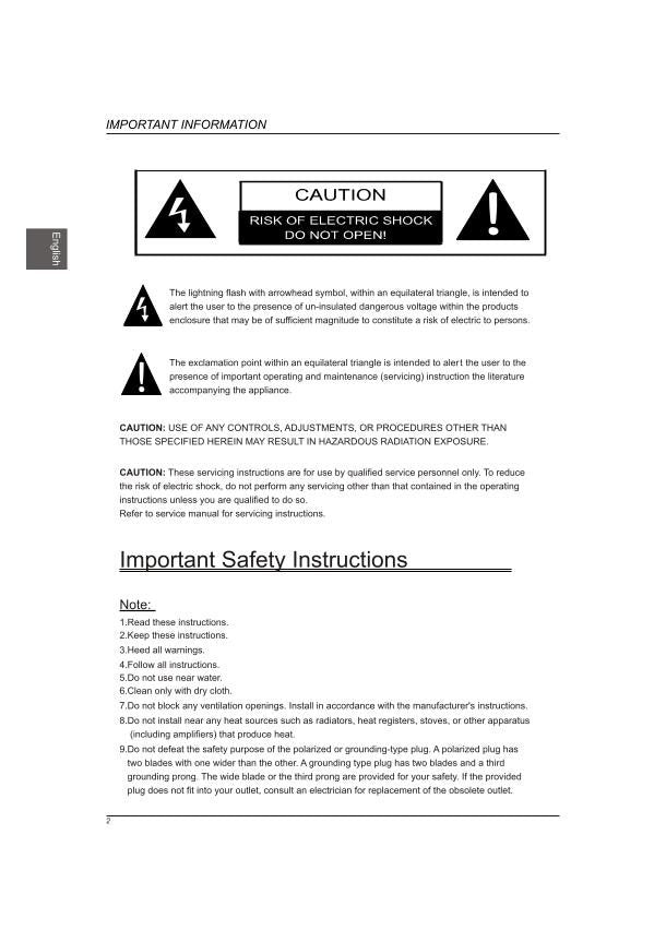 Westinghouse WD50FC1120 TV Operating Manual