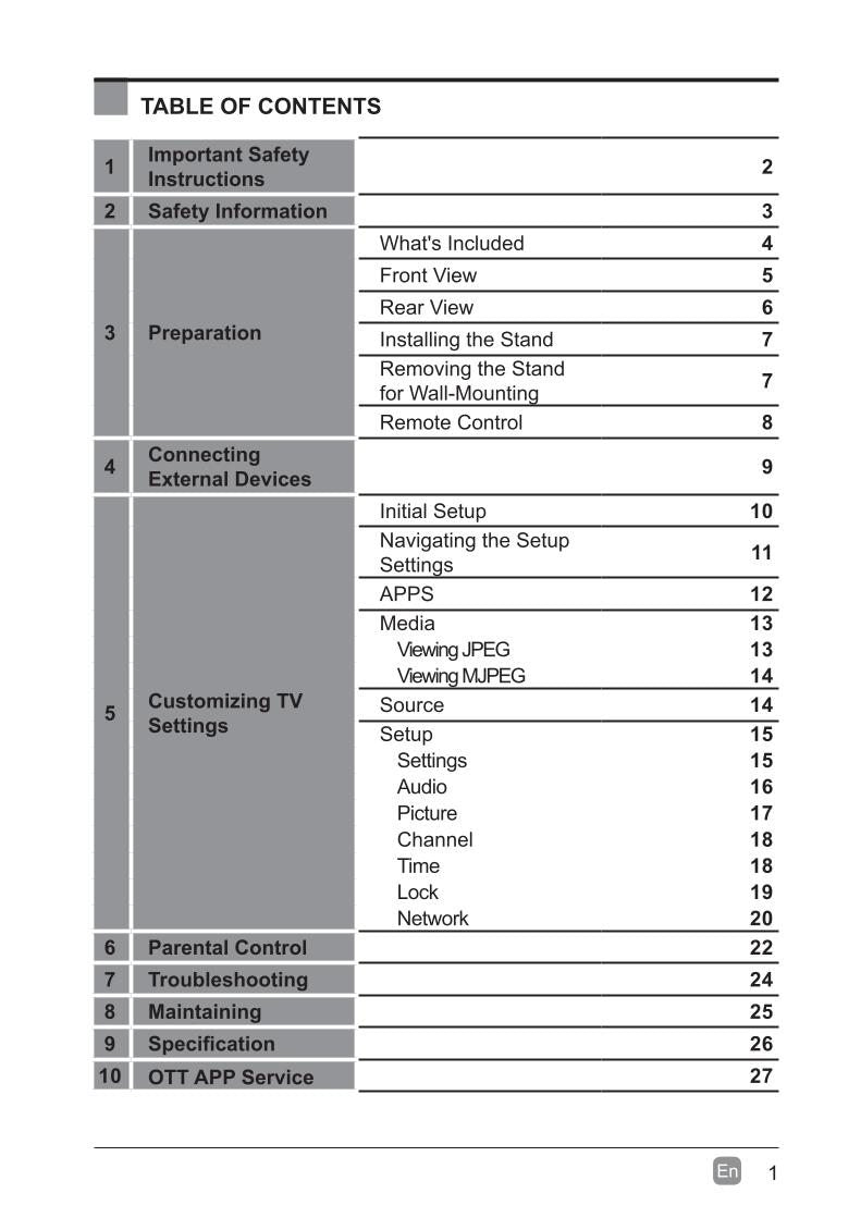 Westinghouse WD60MB2240 Streaming Media Player Operating Manual