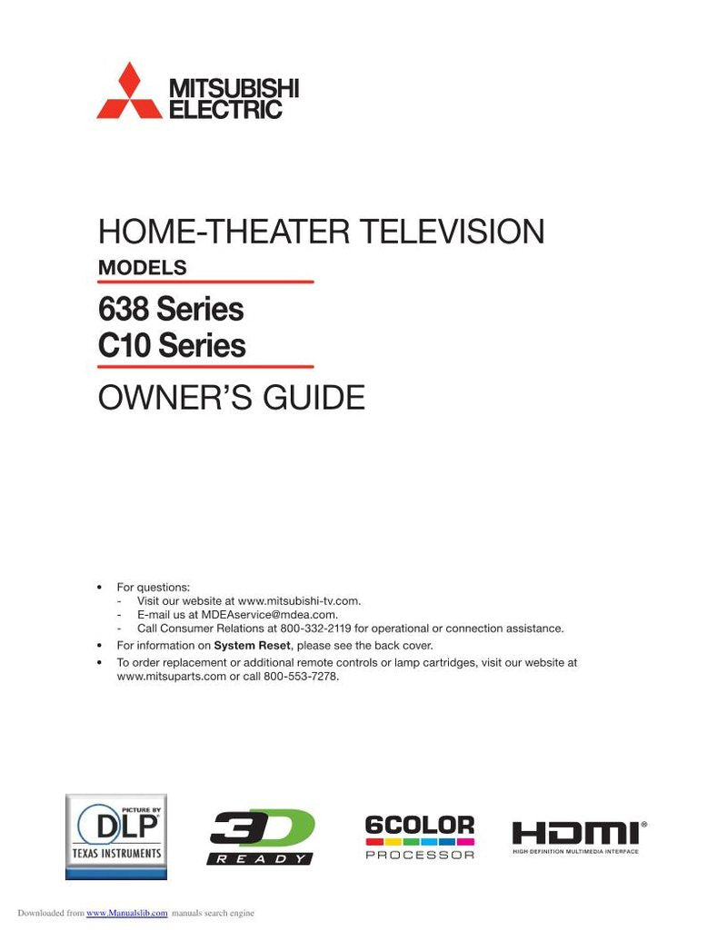 Mitsubishi WD65 C 10 WD73 TV Operating Manual