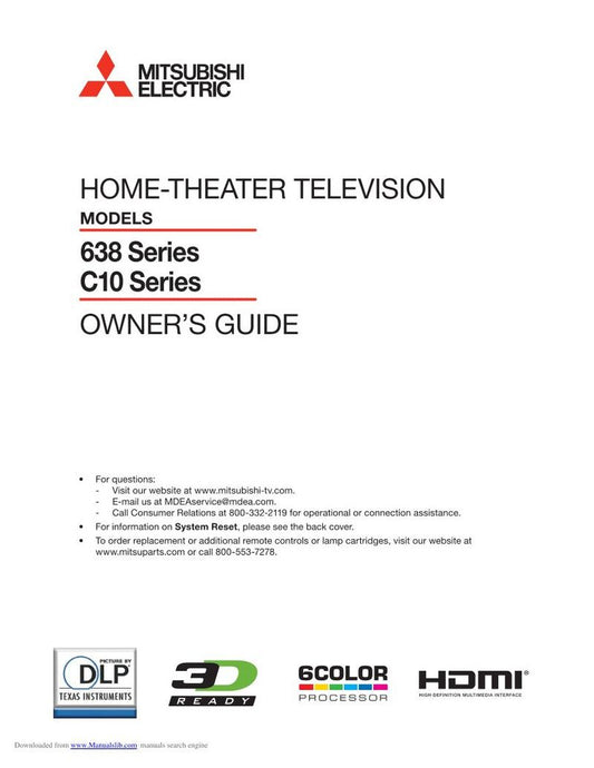 Mitsubishi WD65 C 10 WD73 TV Operating Manual