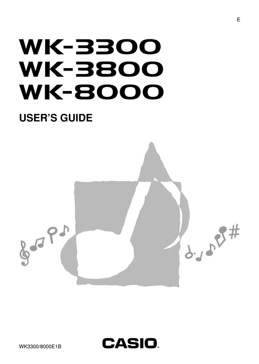 Casio WK-3300, WK-3800 & WK-8000 Keyboard Piano Owner's/ User Manual (Pages: 108)