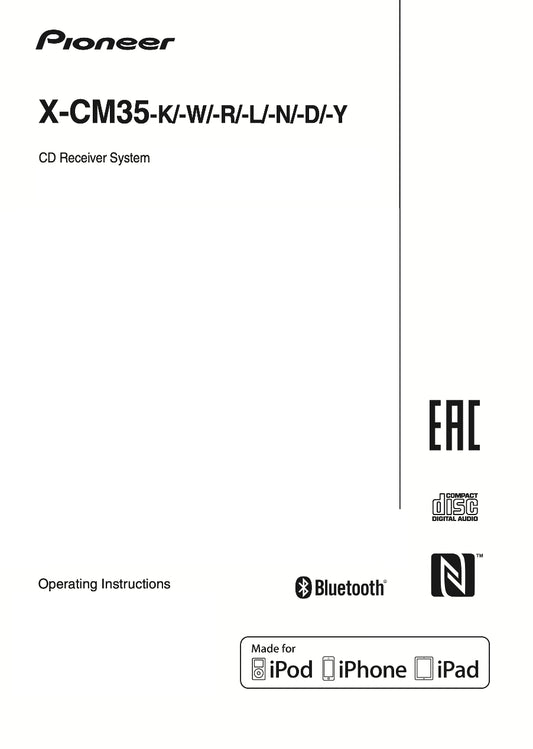 Pioneer X-CM35 CD Player Receiver Owner/ User Manual (Pages: 39)