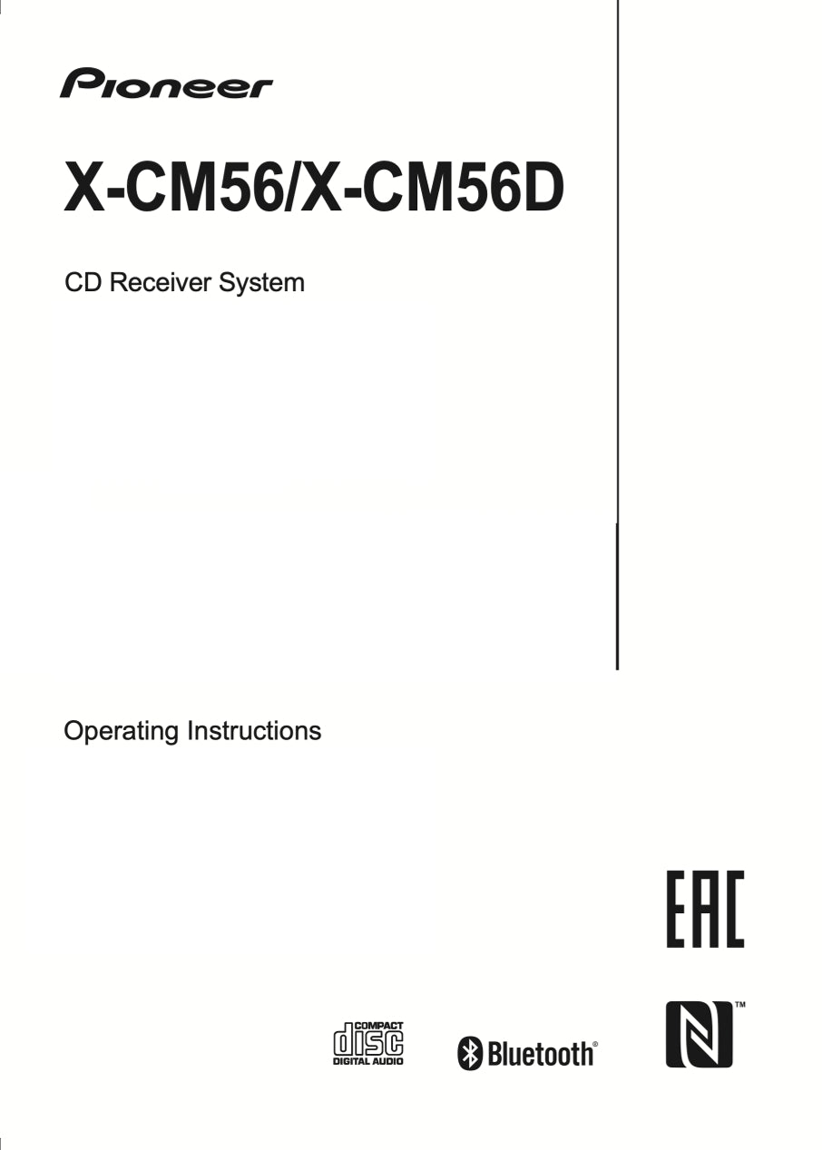 Pioneer X-CM56 & D CD Player Receiver Owner/ User Manual (Pages: 37)