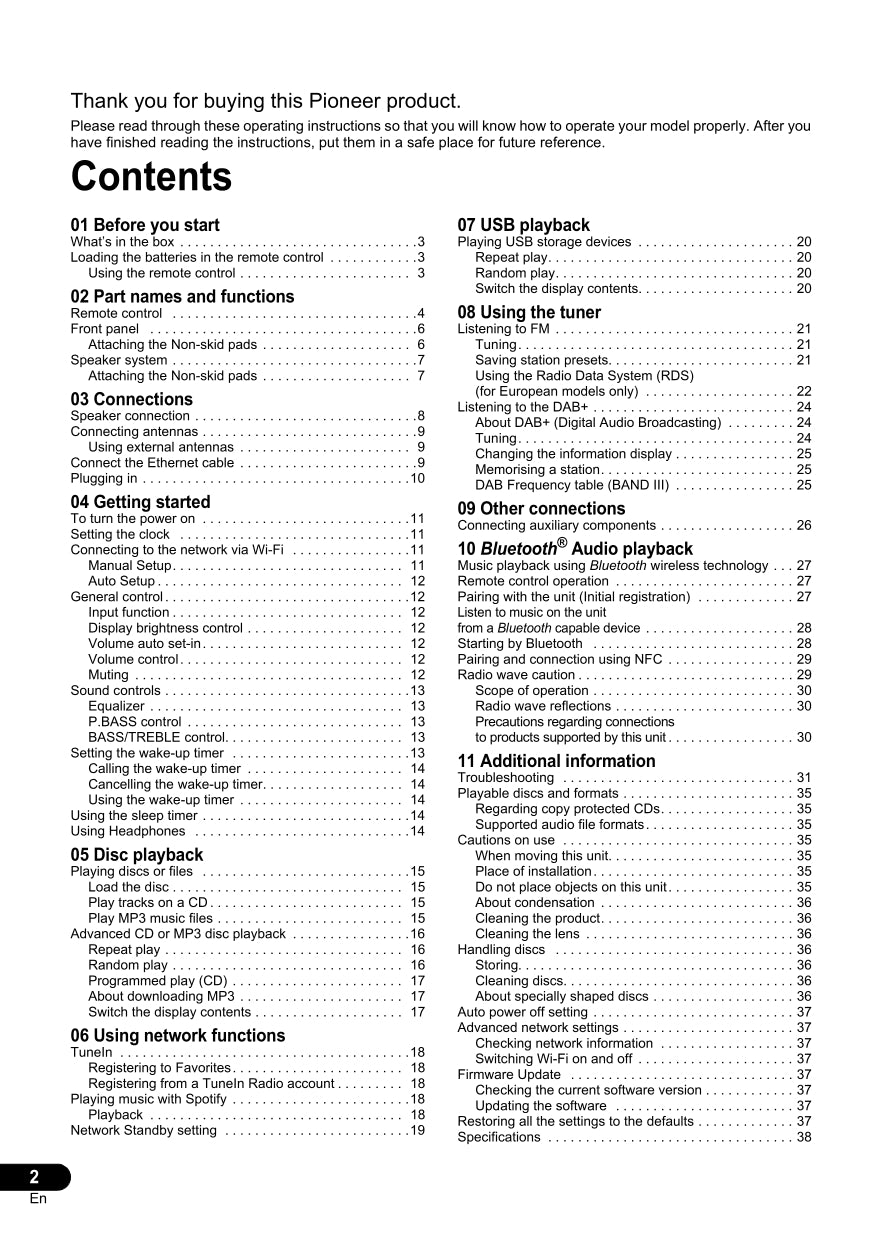 Pioneer X-CM66 D CD Player Receiver Owner/ User Manual (Pages: 39)