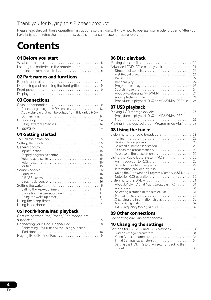 Pioneer X-HM31 DAB-K DVD Player Receiver Owner/ User Manual (Pages: 45)