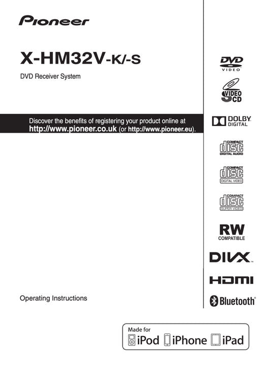 Pioneer X-HM32 V-K & V-S DVD Player Receiver Owner/ User Manual (Pages: 46)