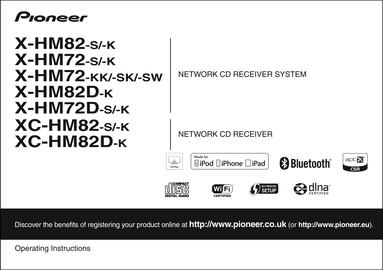 Pioneer X-HM72, X-HM82 & XC-HM82 CD Player Receiver Owner/ User Manual (Pages: 62)
