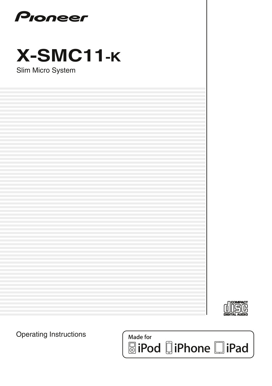 Pioneer X-SMC11-K Audio System Owner/ User Manual (Pages: 32)