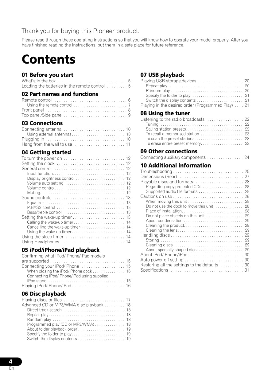 Pioneer X-SMC11-K Audio System Owner/ User Manual (Pages: 32)