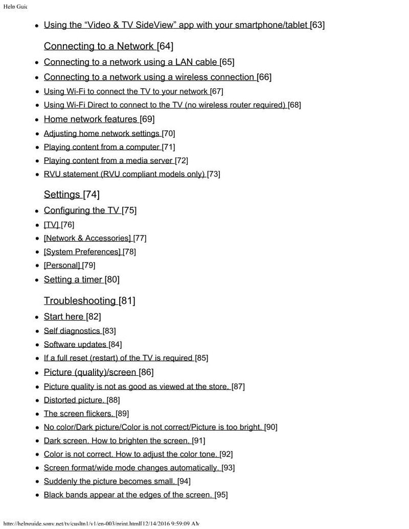 Sony XBR55X850D TV Operating Manual
