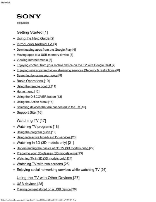 Sony XBR65X810C TV Operating Manual