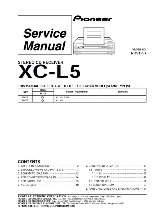 Pioneer XC-L5 Stereo CD Receiver Service Manual (Pages: 57)