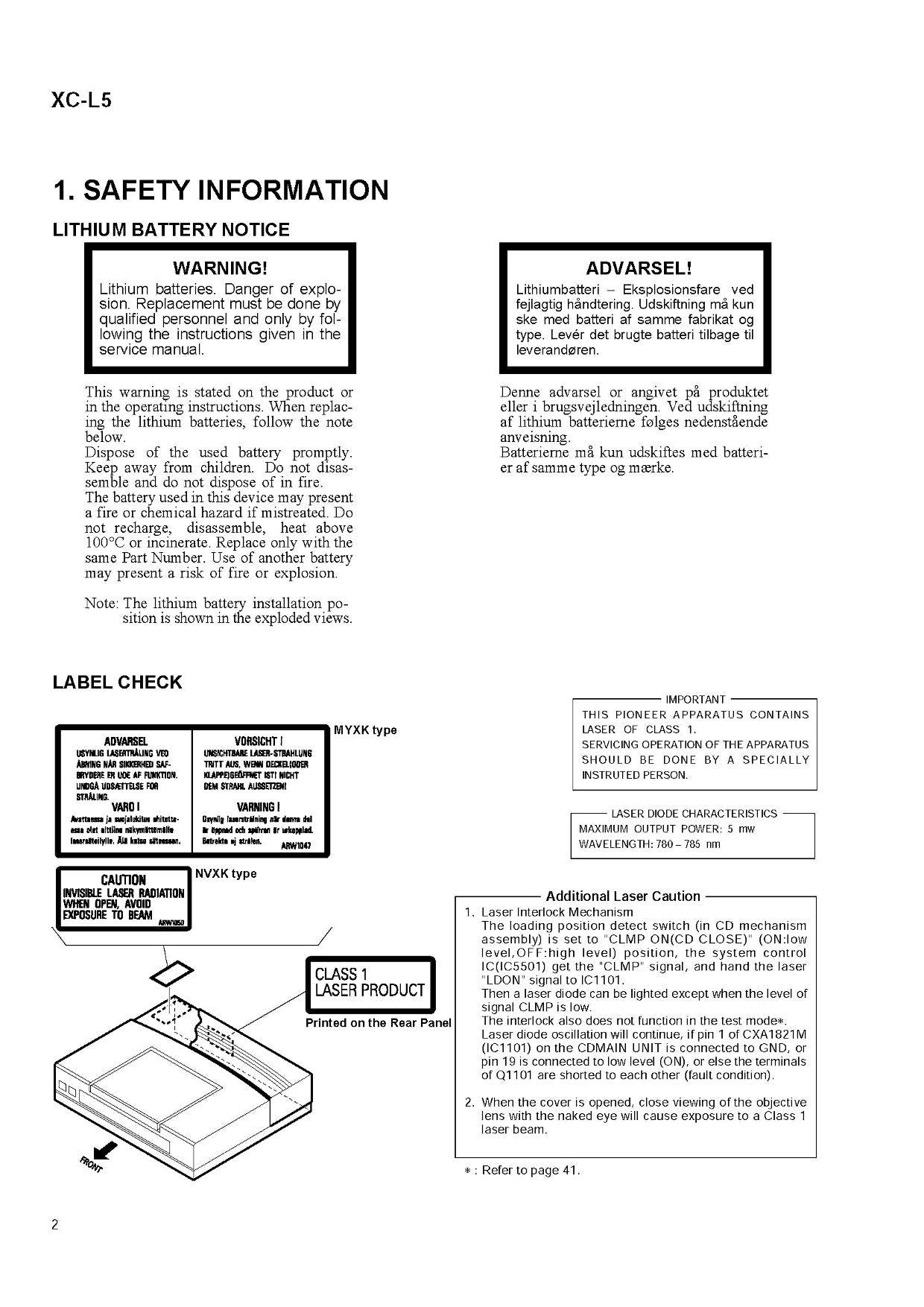 Pioneer XC-L5 Stereo CD Receiver Service Manual (Pages: 57)
