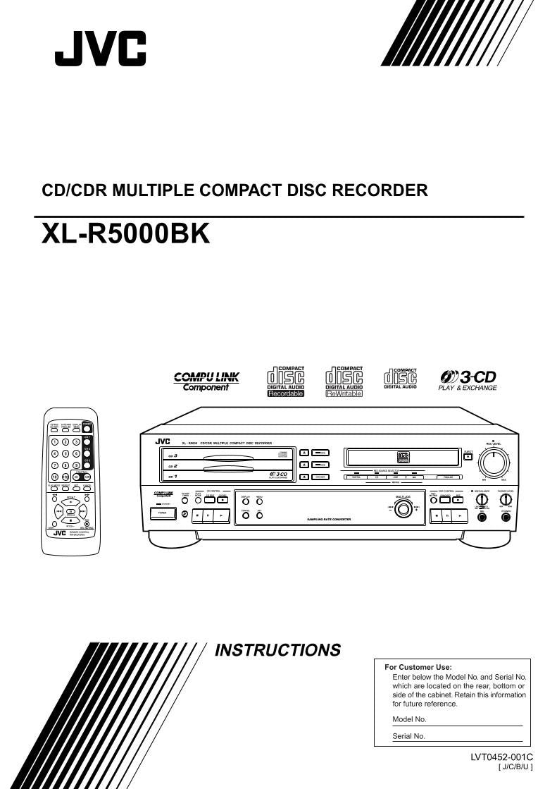JVC XLR5000 XLR5000BK Audio System Operating Manual