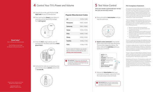 xfinity XR11OM Universal Remote Control Operating Manual