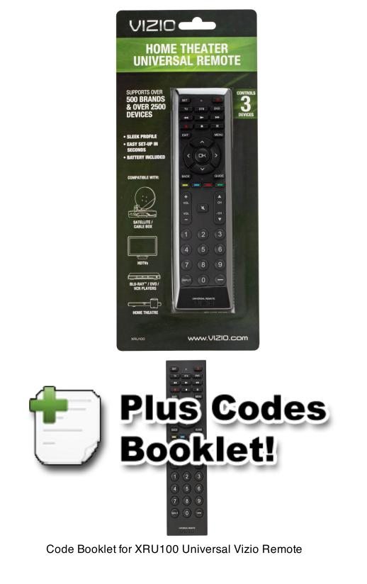 Vizio XRU100 Code Book OnlyOM Universal Remote Control Operating Manua ...