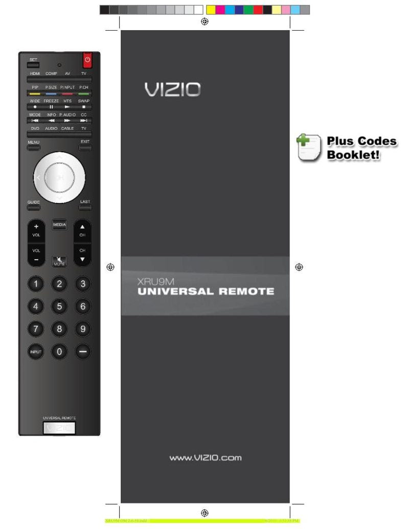 Vizio XRU9M Manual and Codes TV Operating Manual