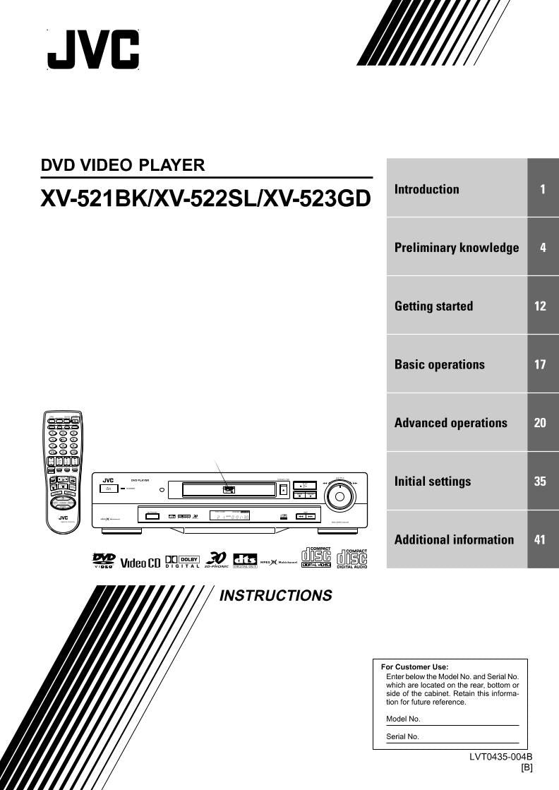 JVC XV521BK XV522SL XV523GD DVD Player Operating Manual