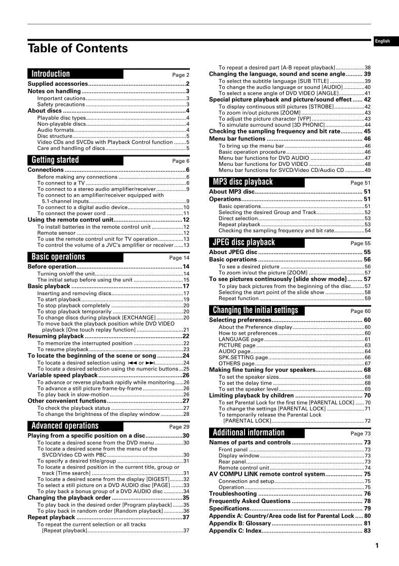 JVC XVFA900BK XVFA902BK DVD Player Operating Manual