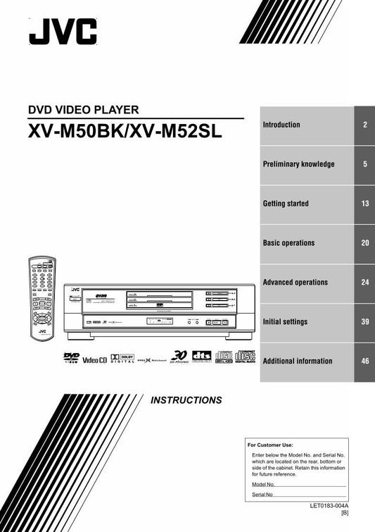 JVC XVM50BK XVM52SL TV/DVD Combo Operating Manual