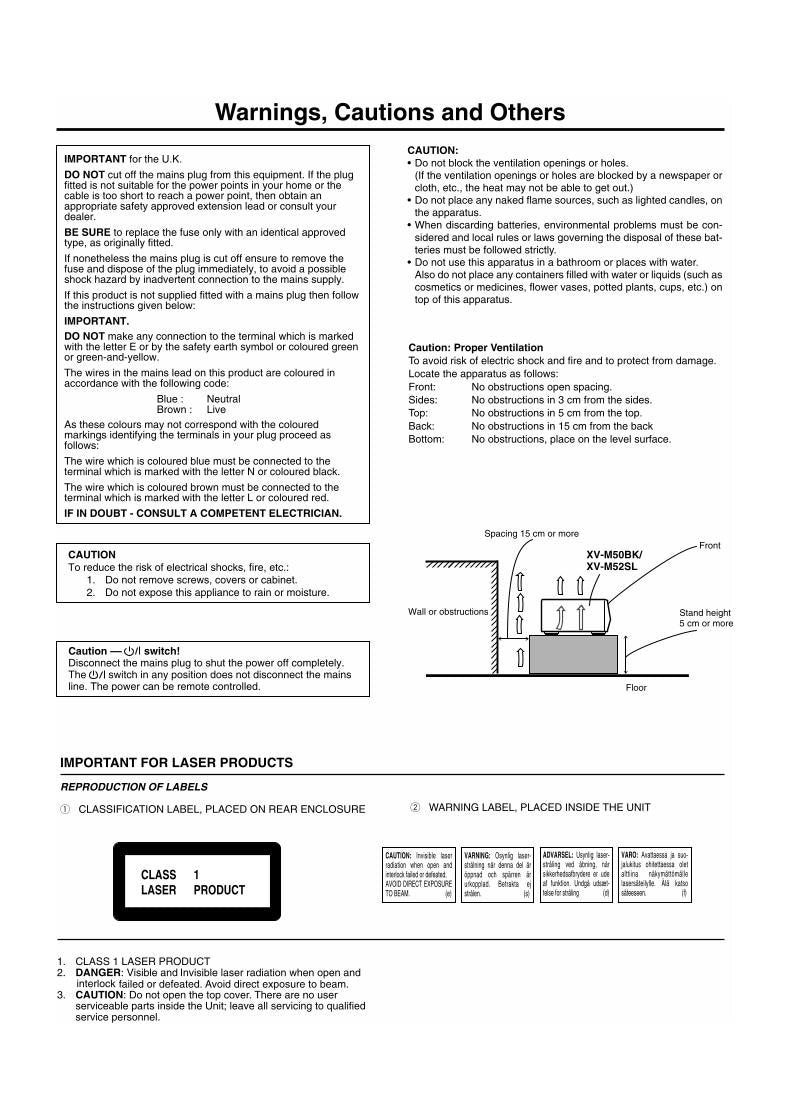 JVC XVM50BK XVM52SL TV/DVD Combo Operating Manual