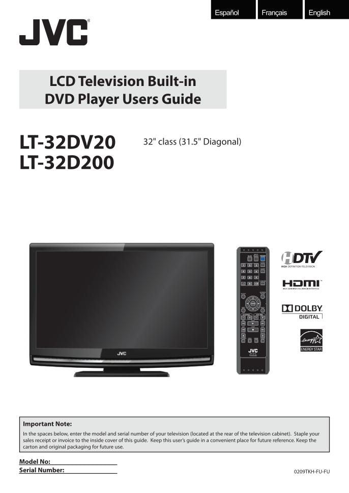 JVC LT32 DV 20 D 200 TV/DVD Combo Operating Manual