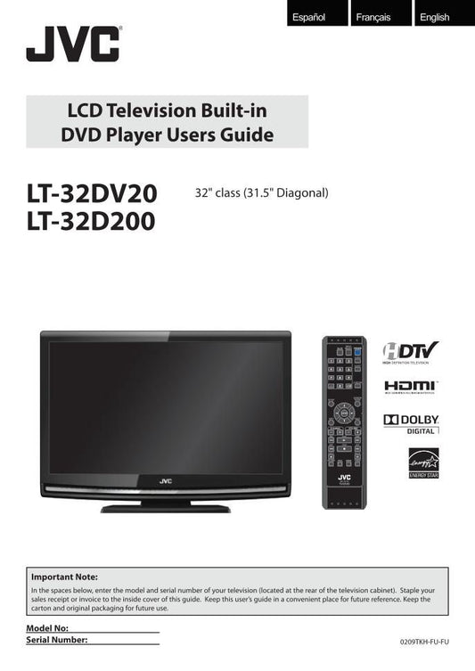 JVC LT32 DV 20 D 200 TV/DVD Combo Operating Manual