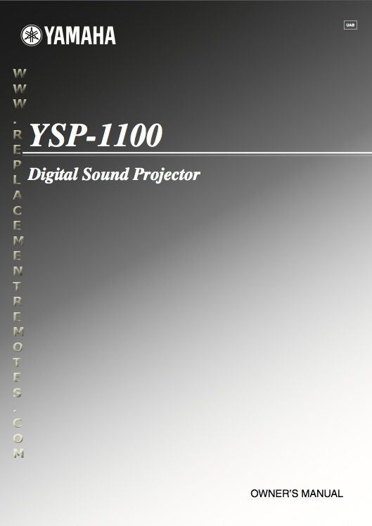 Yamaha YSP1100 Audio/Video Receiver Operating Manual