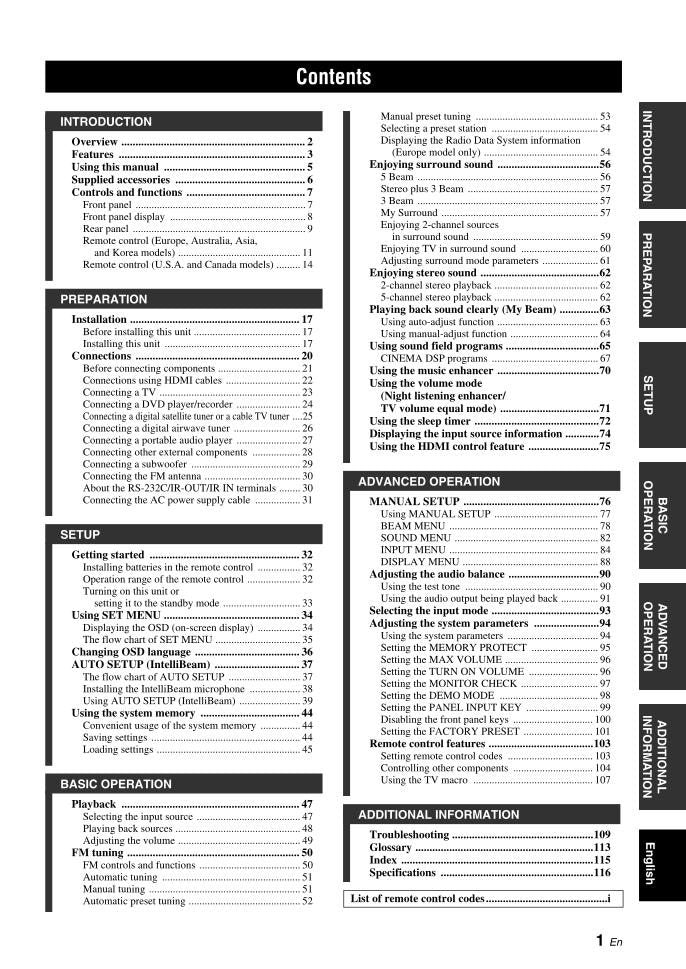 Yamaha YSP4000 Audio/Video Receiver Operating Manual