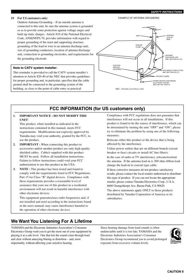 Yamaha HTR5450 Audio/Video Receiver Operating Manual