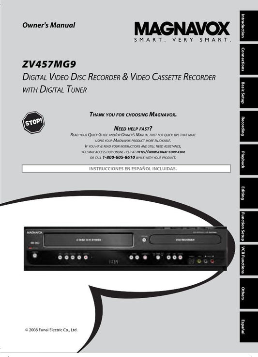 Philips zv457mg9 DVD/VCR Combo Player Operating Manual