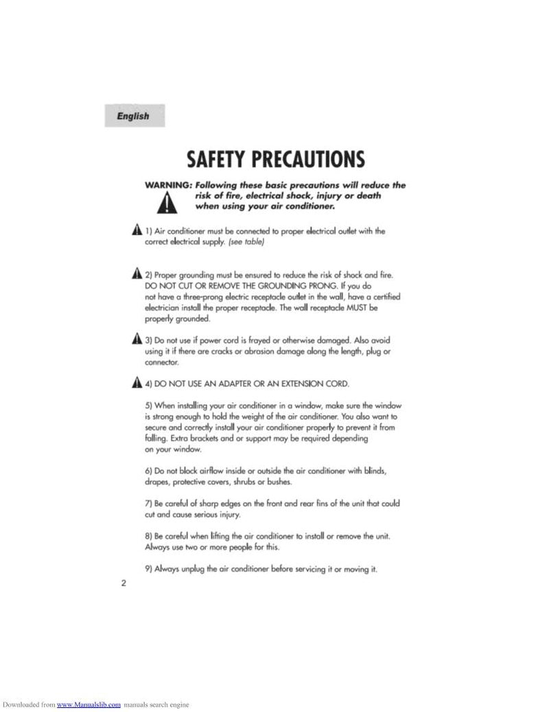 Amana ACEX186E Air Conditioner Unit Operating Manual