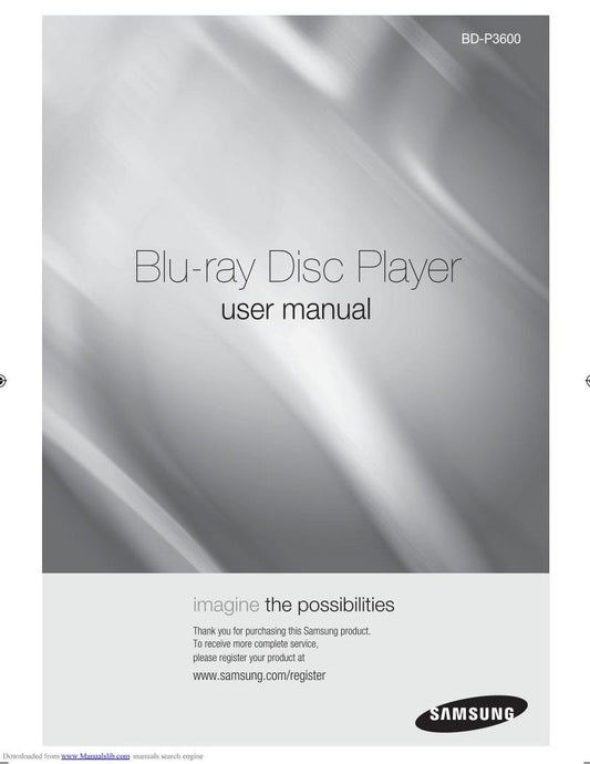 Samsung BDP3600 Blu-Ray DVD Player Operating Manual