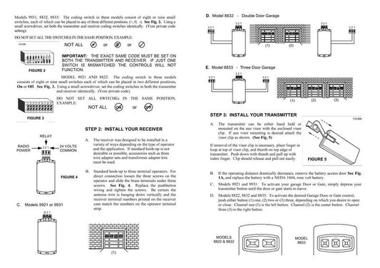 Allstar 9921 Garage Door Opener Operating Manual