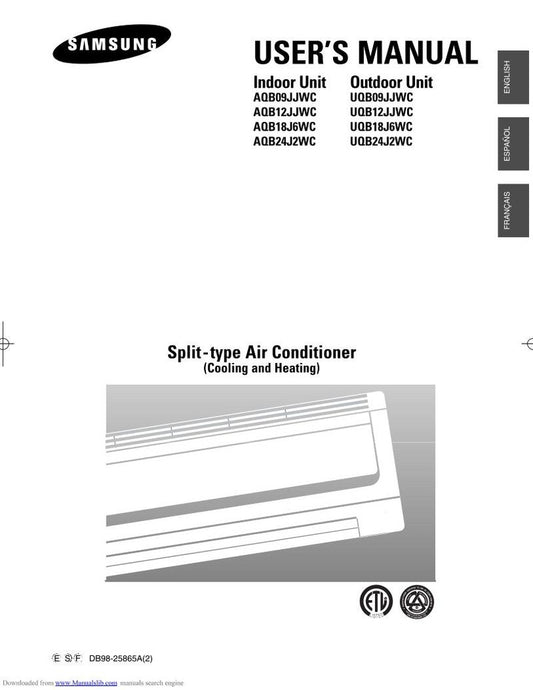 Samsung AQB12 JJWC/KCV Air Conditioner Unit Operating Manual